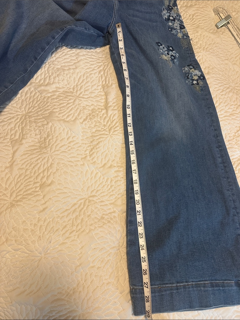 DRIFTWOOD Blue Embroidered Wide Leg Trouser Jeans - Picture 7 of 8